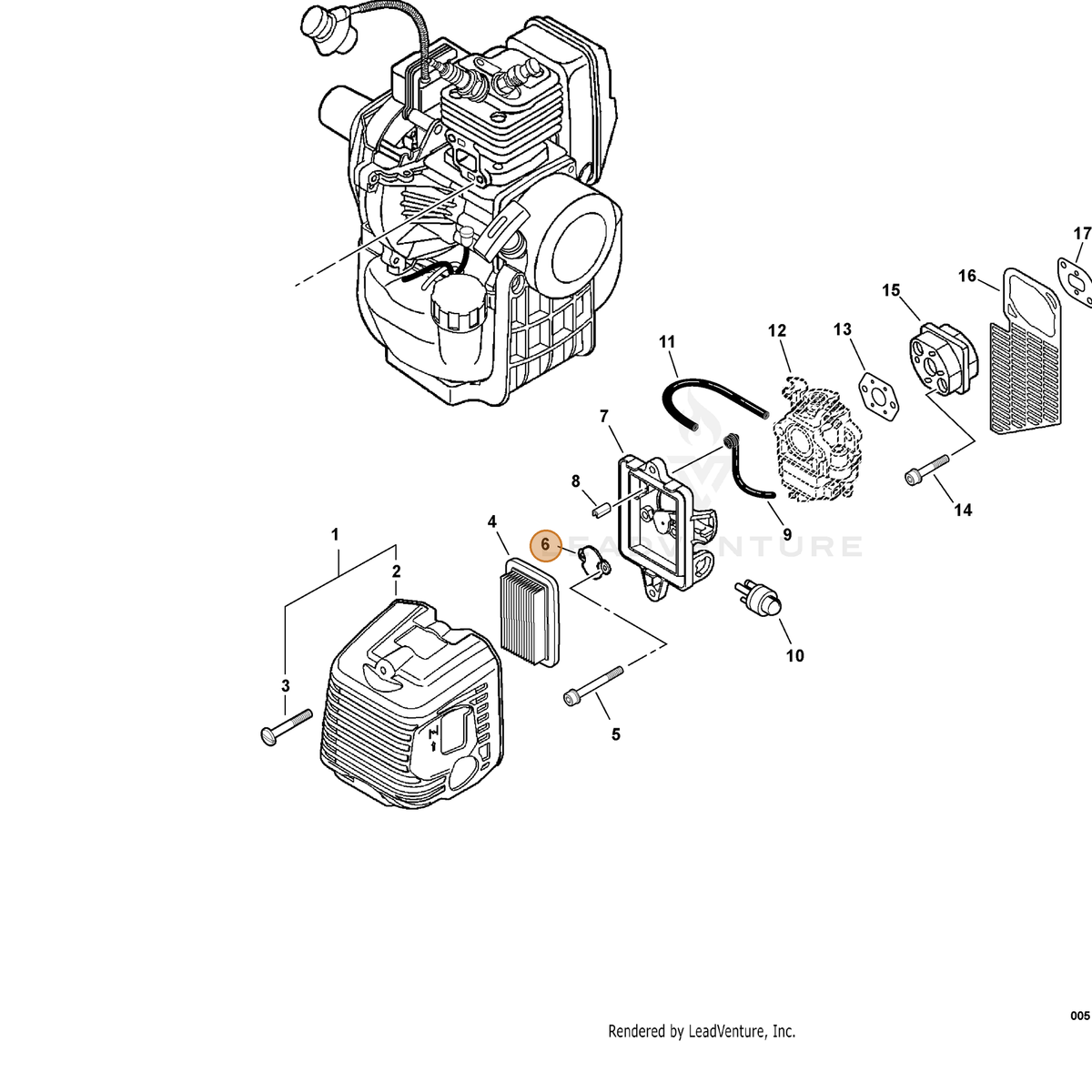 ECHO part A244000010 — IPL diagram snippet (6x zoom, amber highlight)