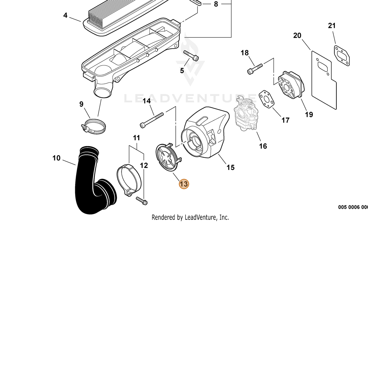 ECHO part A244000060 — IPL diagram snippet (6x zoom, amber highlight)