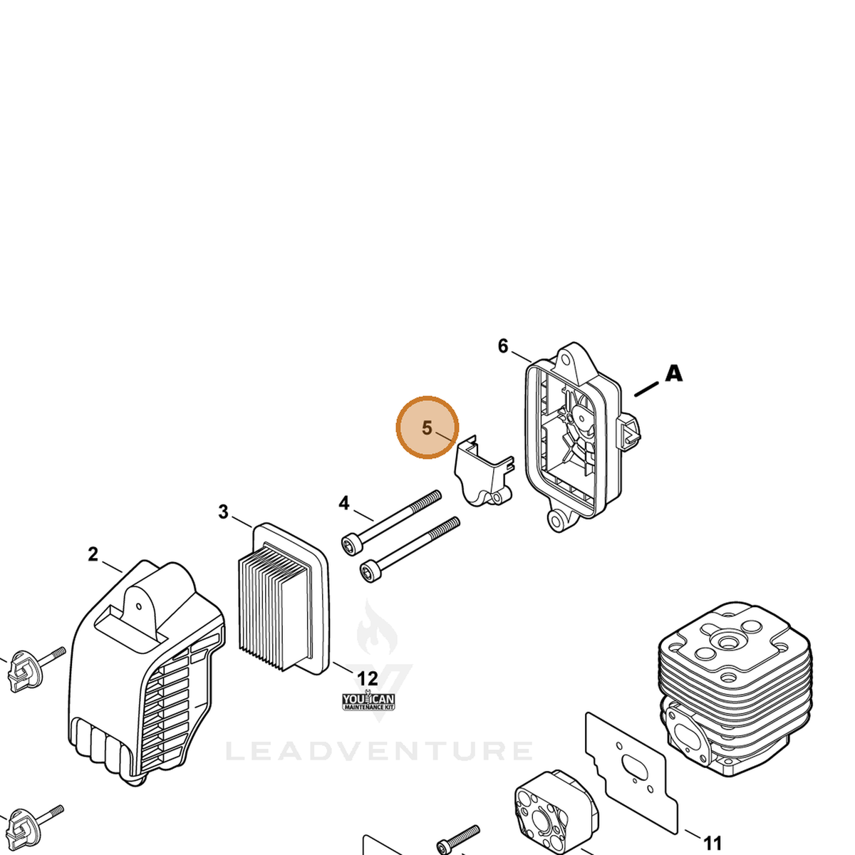 ECHO part A244000300 — IPL diagram snippet (6x zoom, amber highlight)