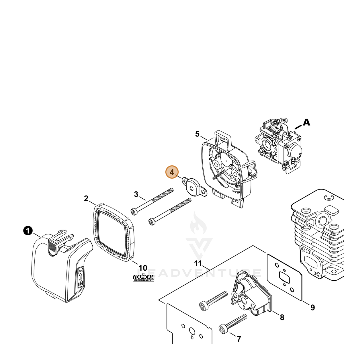 ECHO part A244000330 — IPL diagram snippet (6x zoom, amber highlight)