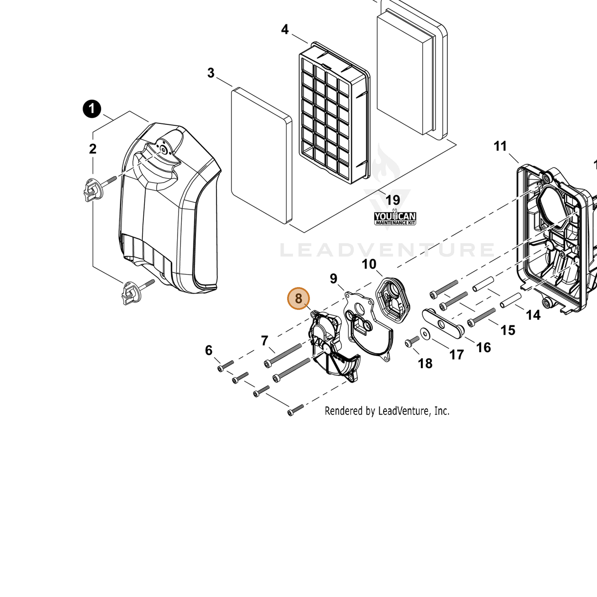 ECHO part A244000390 — IPL diagram snippet (6x zoom, amber highlight)