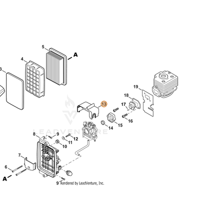 ECHO part A246000040 — IPL diagram snippet (6x zoom, amber highlight)