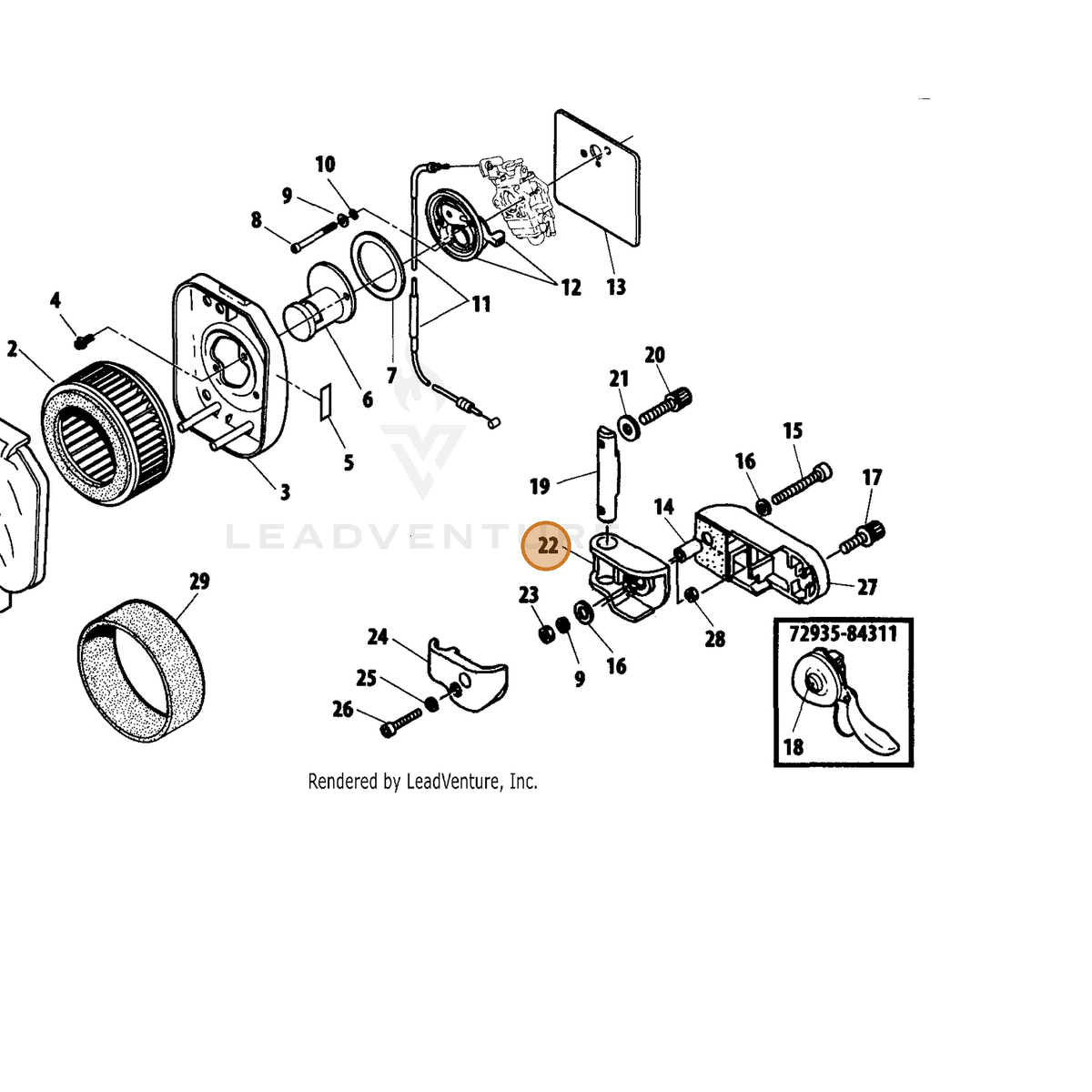 Echo part A250000200 — IPL diagram snippet (6x zoom, amber highlight)