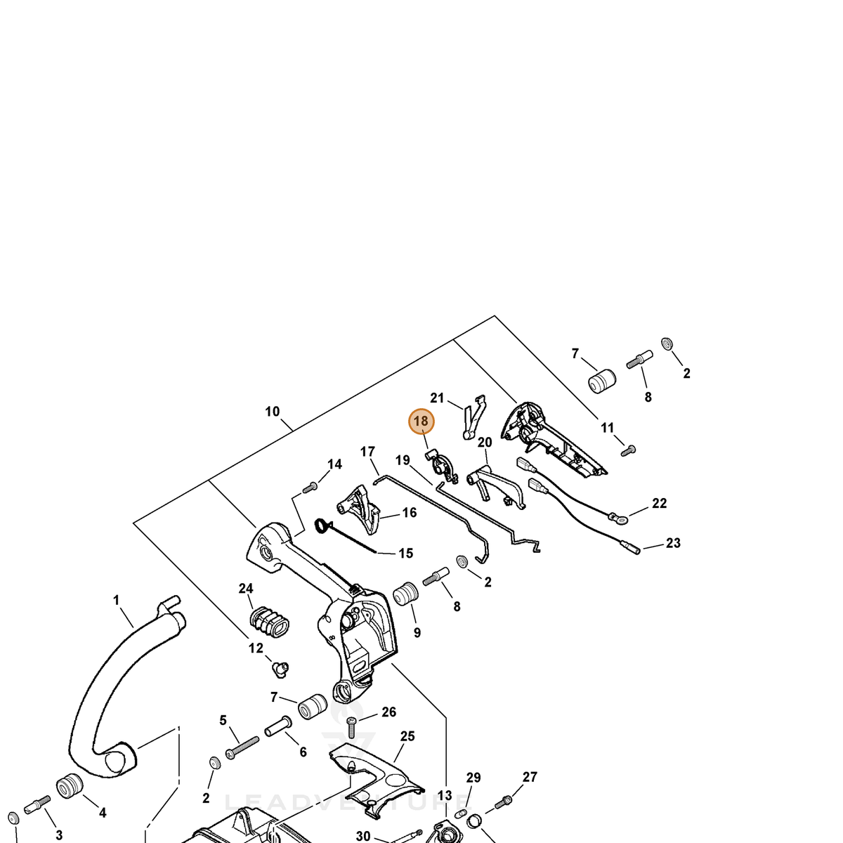 ECHO part A253000043 — IPL diagram snippet (6x zoom, amber highlight)