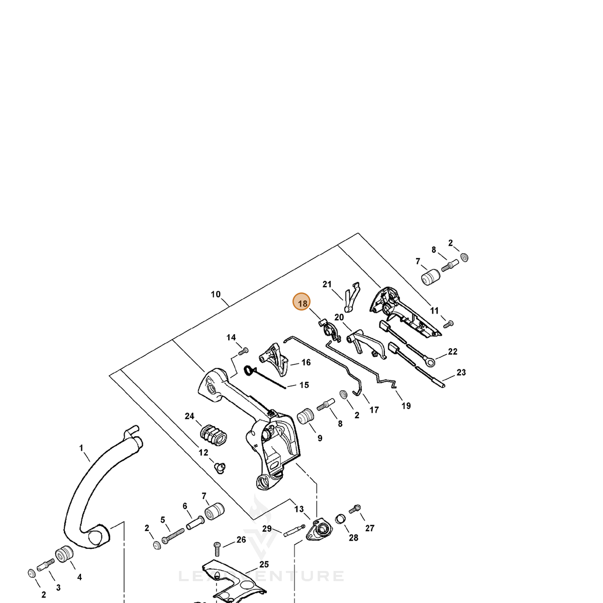 ECHO part A253000080 — IPL diagram snippet (6x zoom, amber highlight)