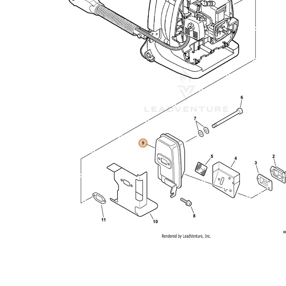 ECHO part A300000090 — IPL diagram snippet (6x zoom, amber highlight)