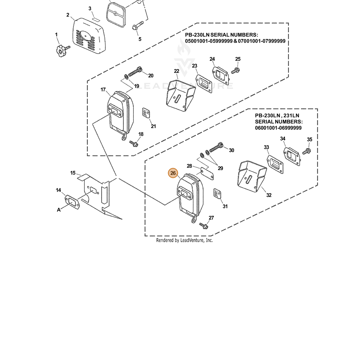 ECHO part A300000110 — IPL diagram snippet (6x zoom, amber highlight)