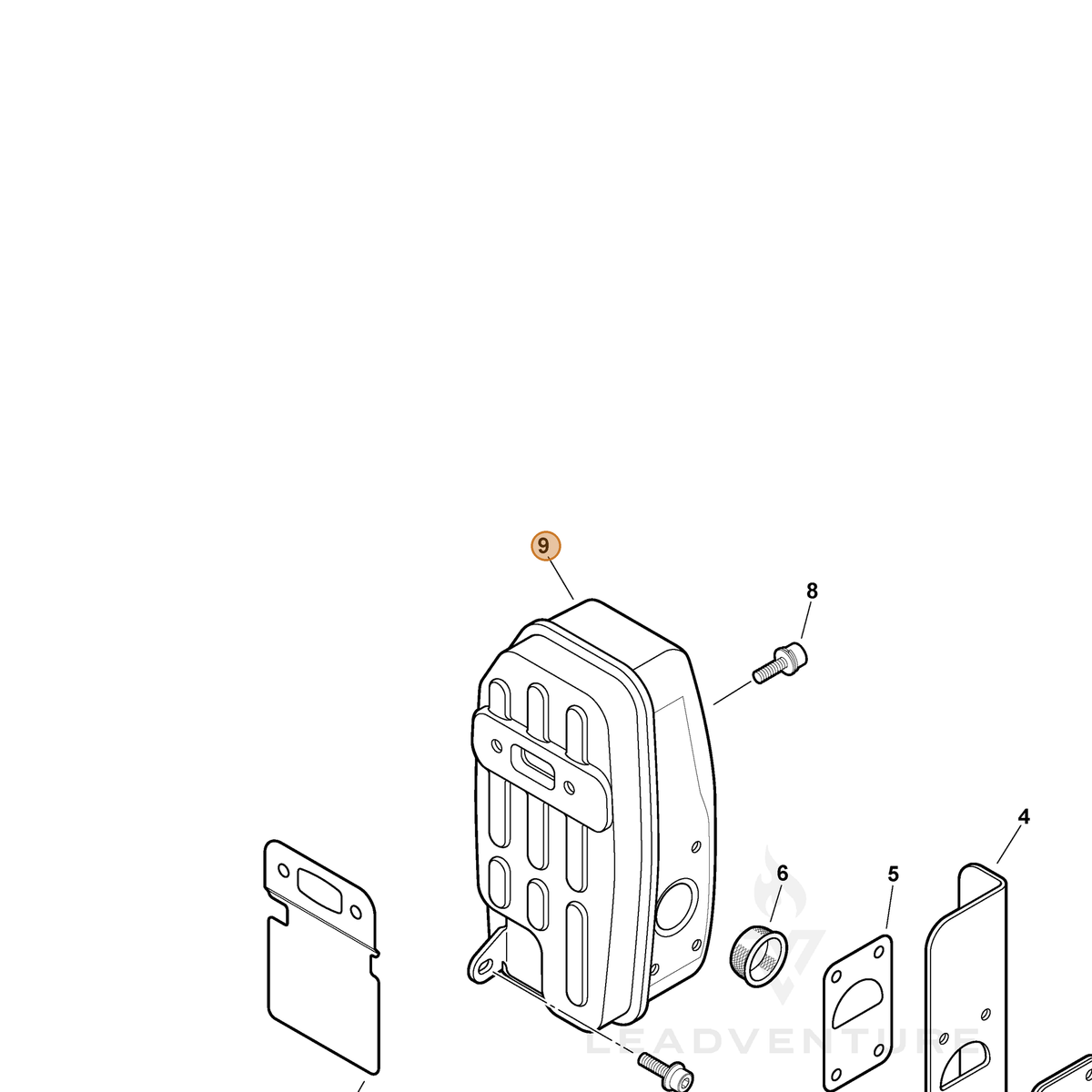 ECHO part A300000450 — IPL diagram snippet (6x zoom, amber highlight)