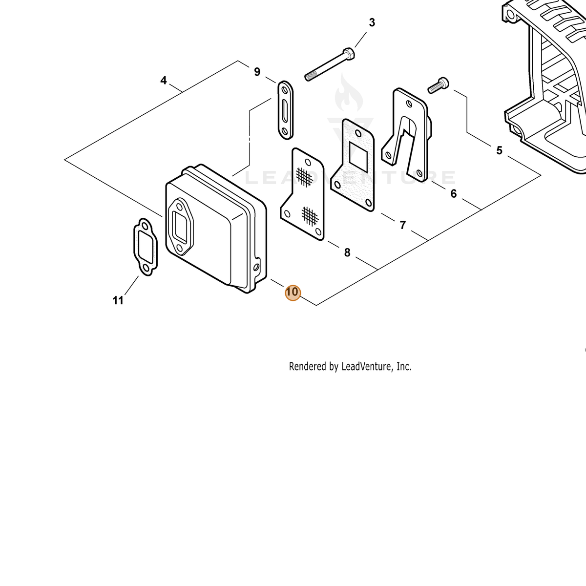 ECHO part A300000590 — IPL diagram snippet (6x zoom, amber highlight)