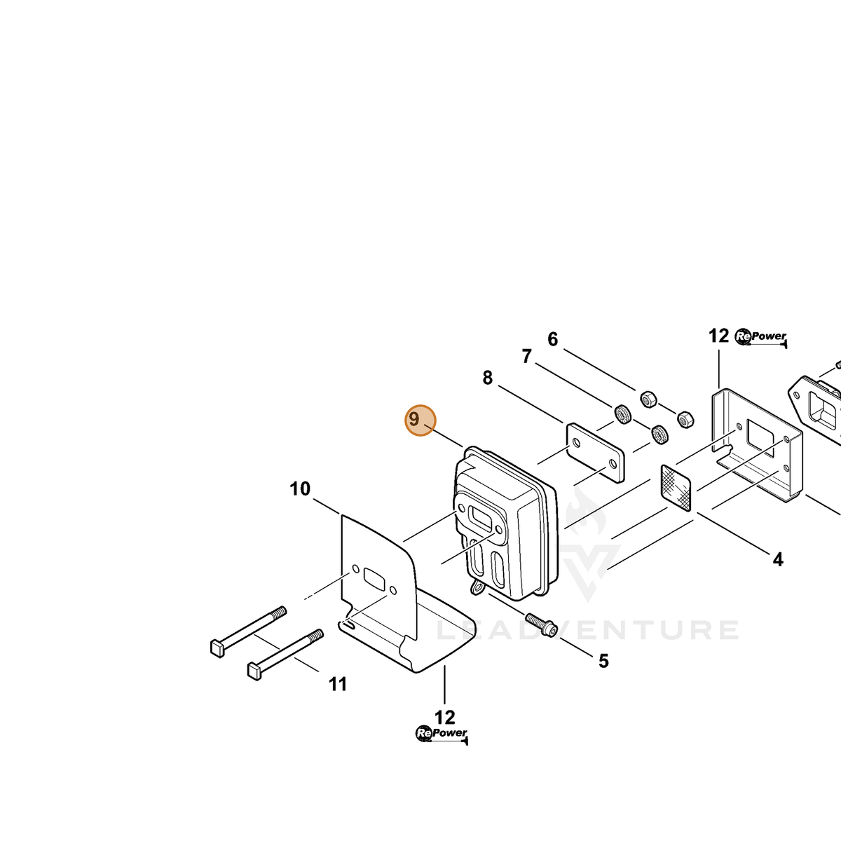 ECHO part A300000640 — IPL diagram snippet (6x zoom, amber highlight)