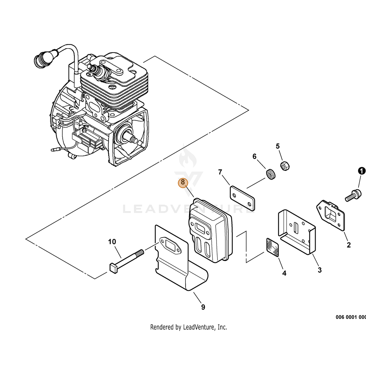 ECHO part A300000670 — IPL diagram snippet (6x zoom, amber highlight)
