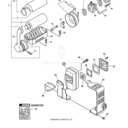 ECHO part A300001500 — IPL diagram snippet (6x zoom, amber highlight)