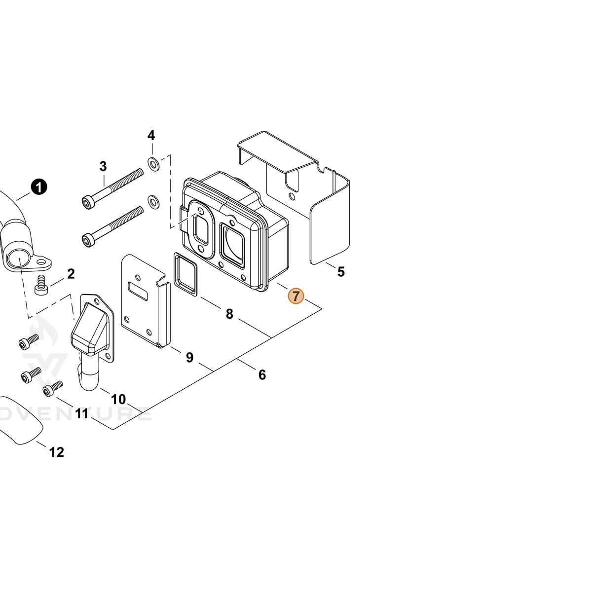 ECHO part A300001600 — IPL diagram snippet (6x zoom, amber highlight)