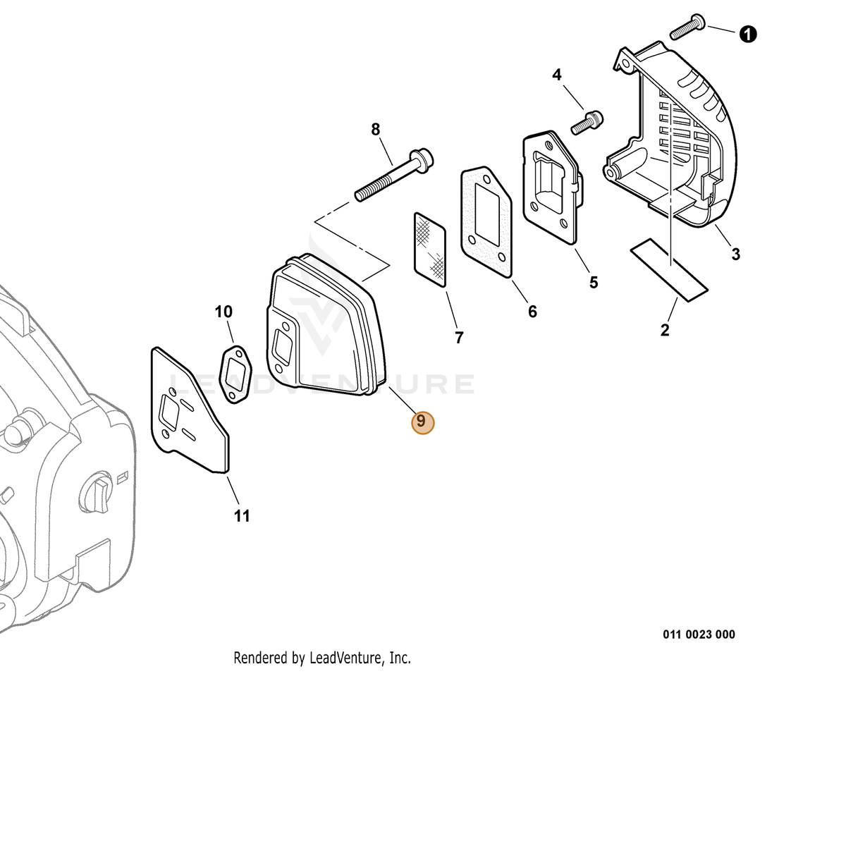 ECHO part A300001642 — IPL diagram snippet (6x zoom, amber highlight)