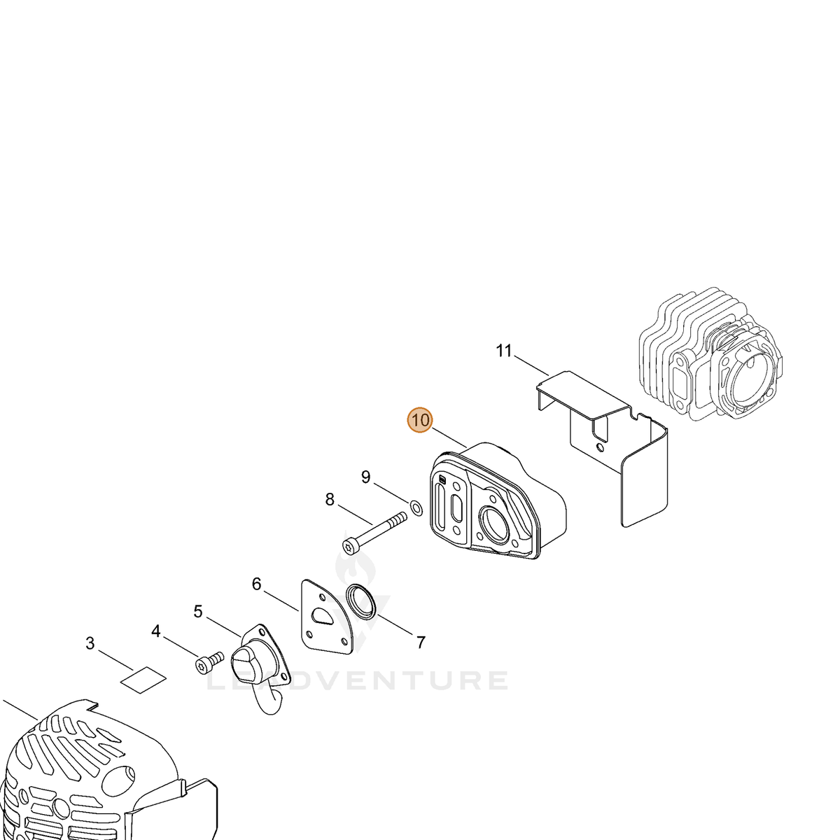 ECHO part A300001860 — IPL diagram snippet (6x zoom, amber highlight)