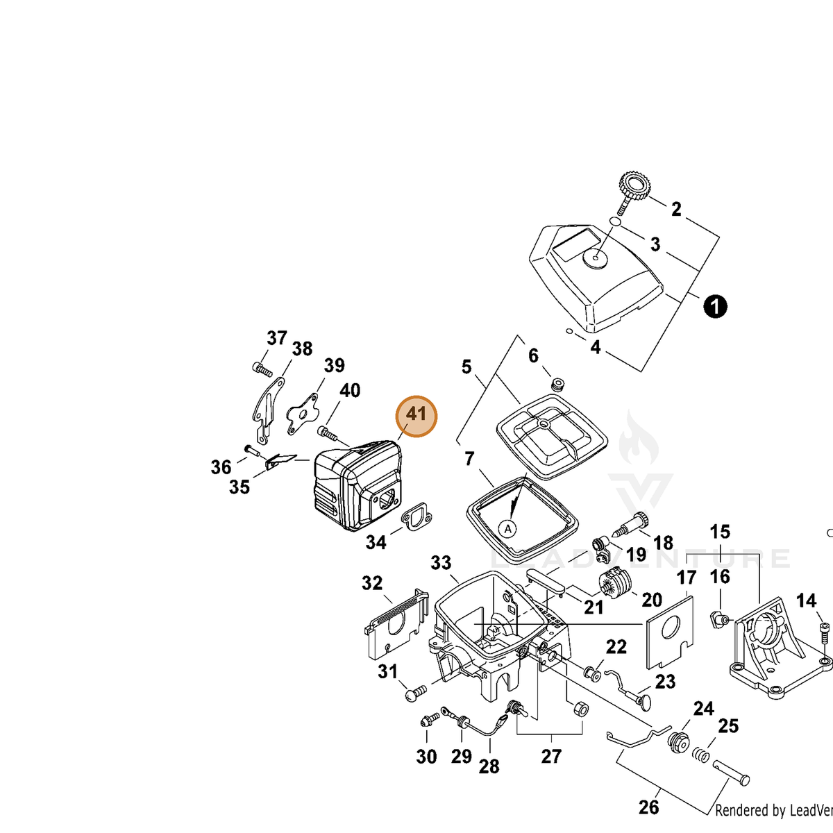 ECHO part A300001870 — IPL diagram snippet (6x zoom, amber highlight)