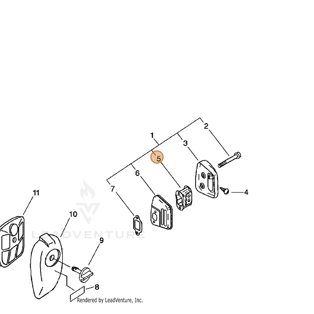 ECHO part A301000000 — IPL diagram snippet (6x zoom, amber highlight)