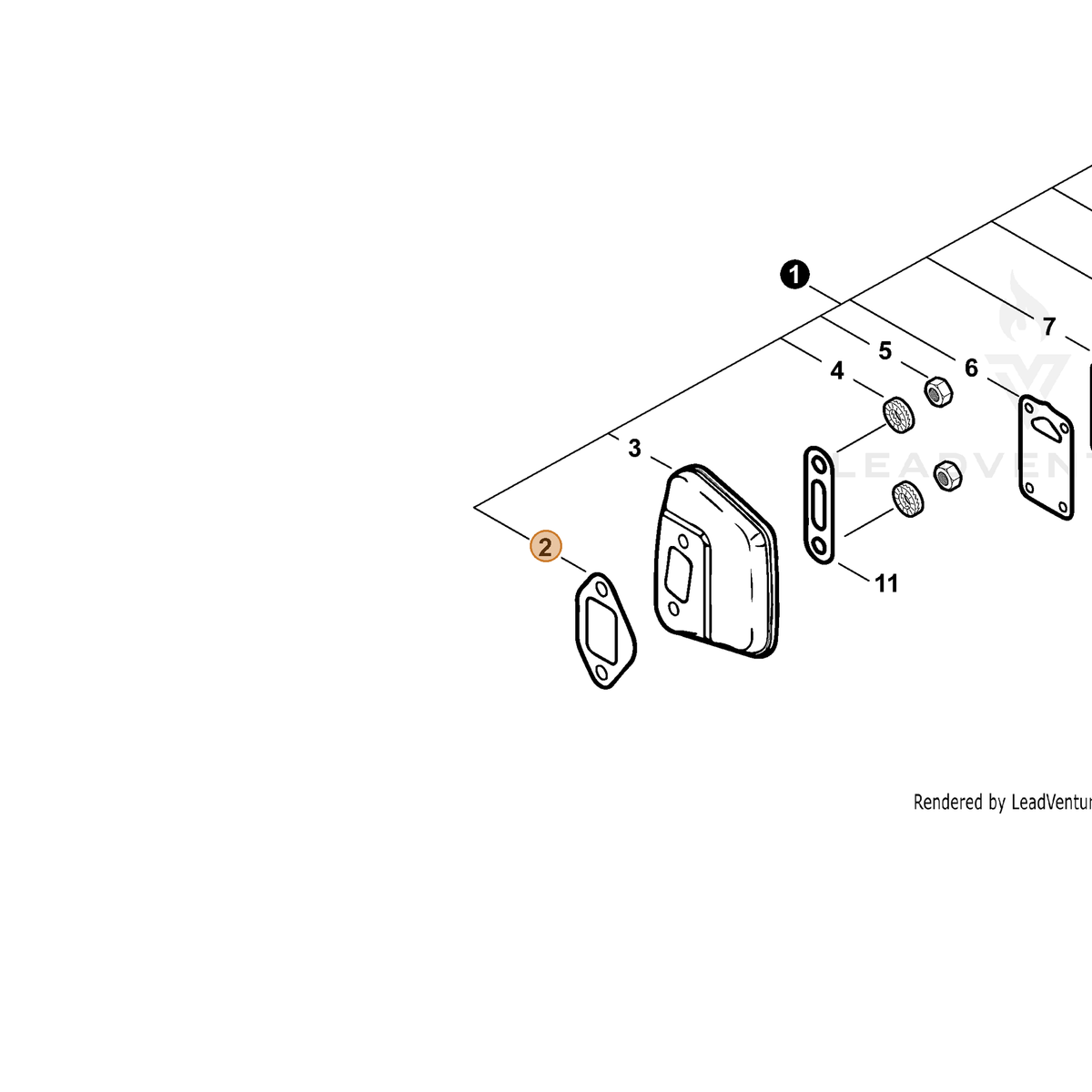ECHO part A301000020 — IPL diagram snippet (6x zoom, amber highlight)