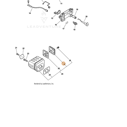ECHO part A303000020 — IPL diagram snippet (6x zoom, amber highlight)