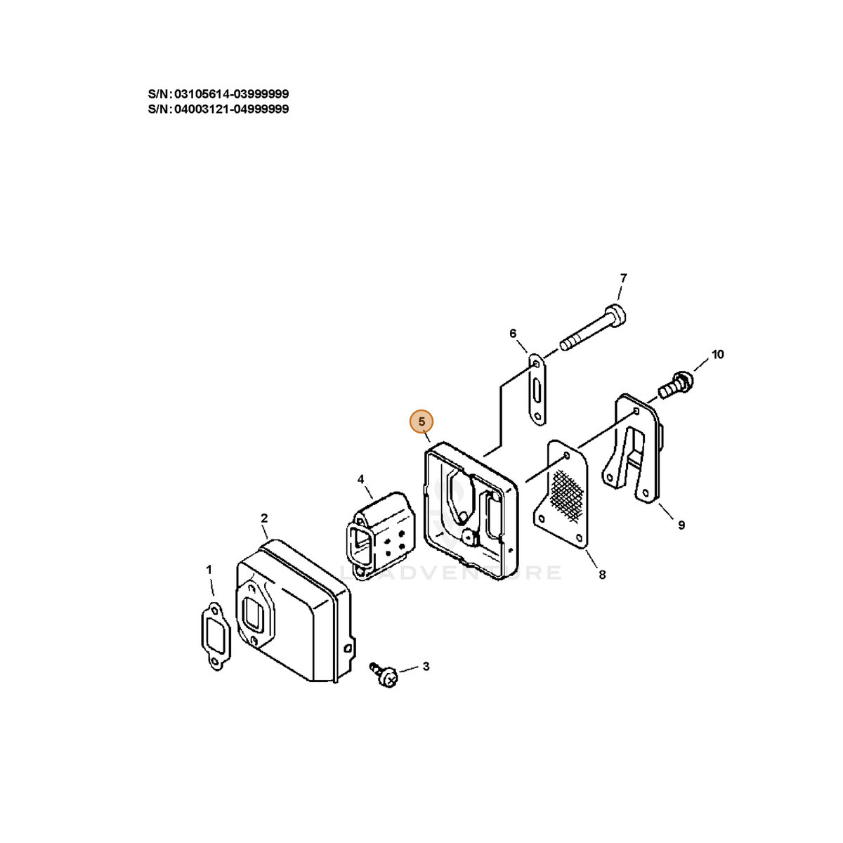 ECHO part A303000110 — IPL diagram snippet (6x zoom, amber highlight)
