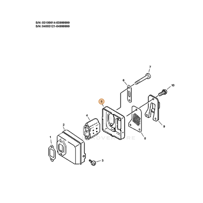 ECHO part A303000110 — IPL diagram snippet (6x zoom, amber highlight)