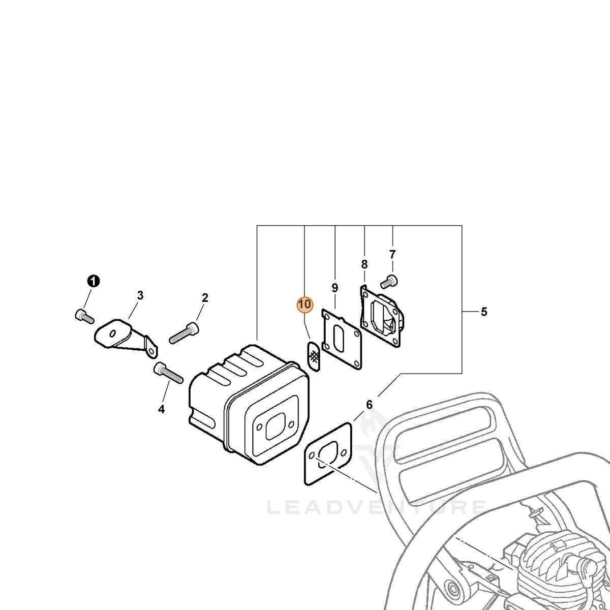 ECHO part A310000080 — IPL diagram snippet (6x zoom, amber highlight)