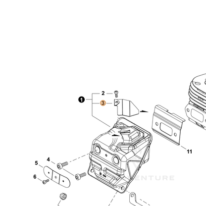 ECHO part A310000580 — IPL diagram snippet (6x zoom, amber highlight)