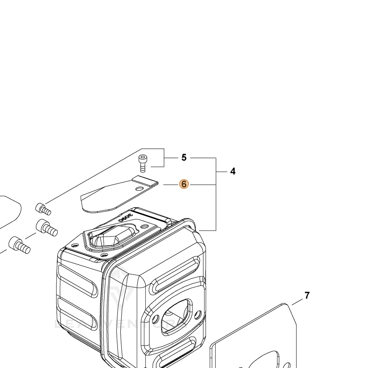 ECHO part A310000600 — IPL diagram snippet (6x zoom, amber highlight)