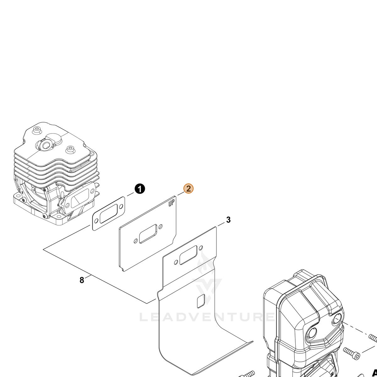 ECHO part A312000140 — IPL diagram snippet (6x zoom, amber highlight)