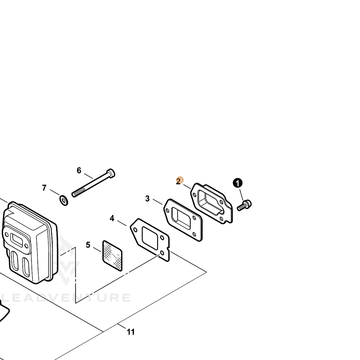 ECHO part A313000000 — IPL diagram snippet (6x zoom, amber highlight)