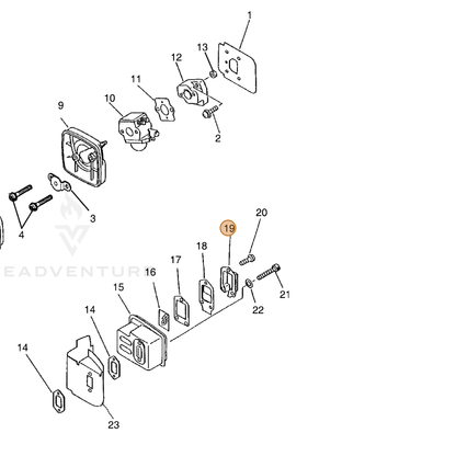 ECHO part A313000010 — IPL diagram snippet (6x zoom, amber highlight)