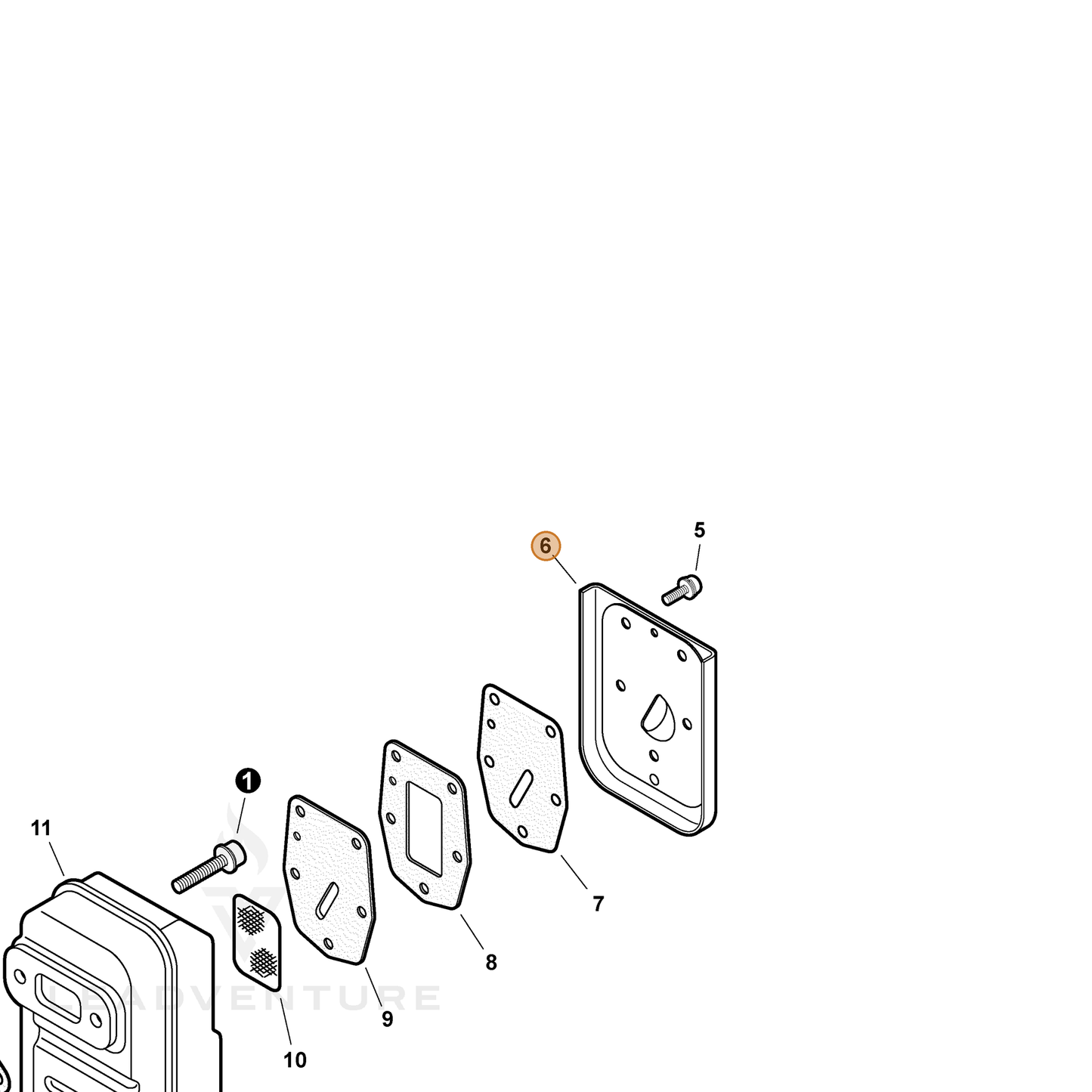 ECHO part A313000270 — IPL diagram snippet (6x zoom, amber highlight)