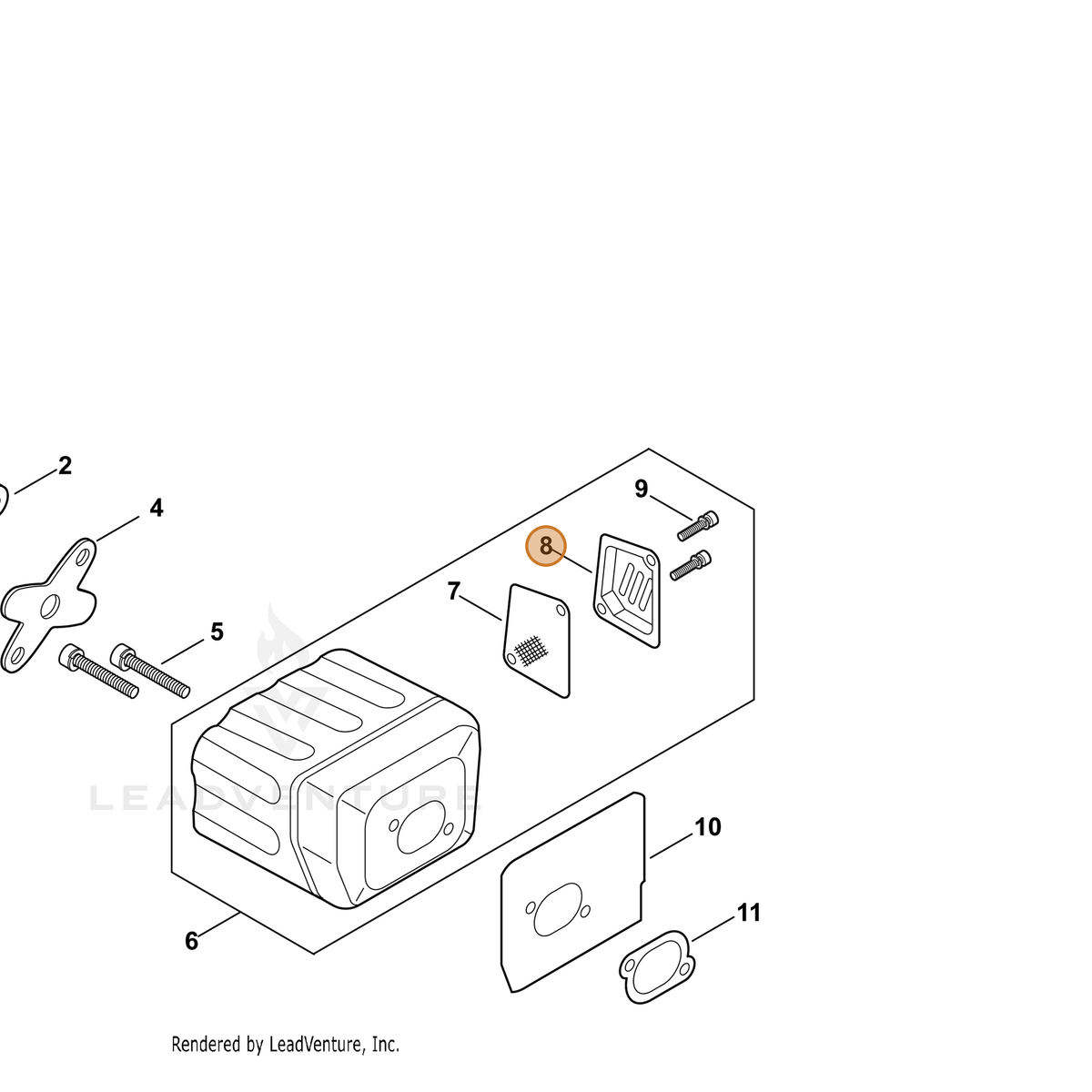 ECHO part A313000280 — IPL diagram snippet (6x zoom, amber highlight)