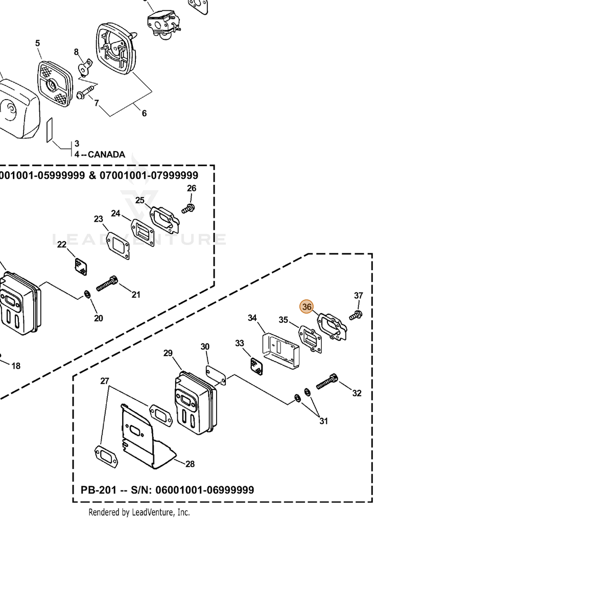 ECHO part A313000400 — IPL diagram snippet (6x zoom, amber highlight)