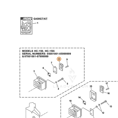 ECHO part A313000410 — IPL diagram snippet (6x zoom, amber highlight)
