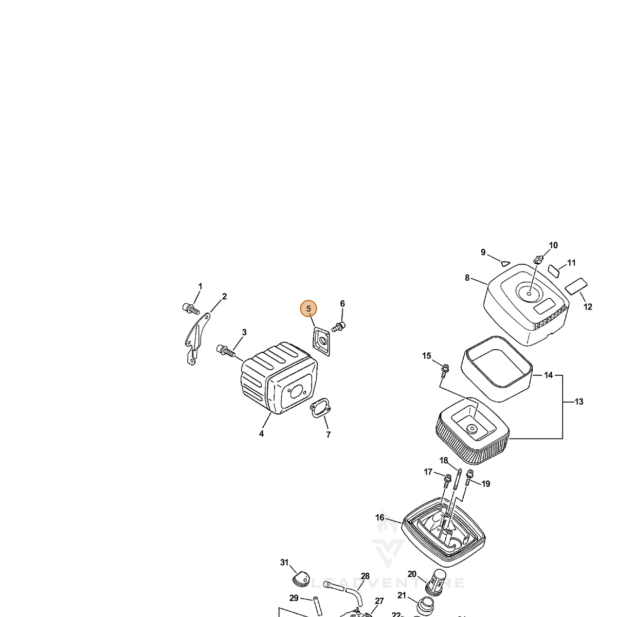 ECHO part A313000460 — IPL diagram snippet (6x zoom, amber highlight)