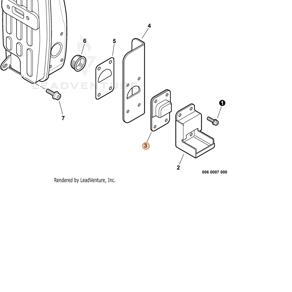 ECHO part A313000520 — IPL diagram snippet (6x zoom, amber highlight)