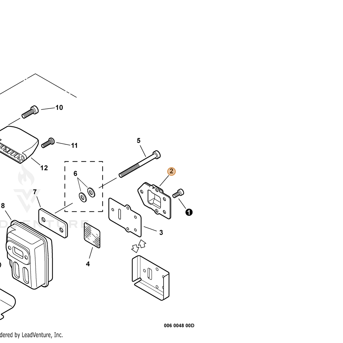 ECHO part A313000600 — IPL diagram snippet (6x zoom, amber highlight)