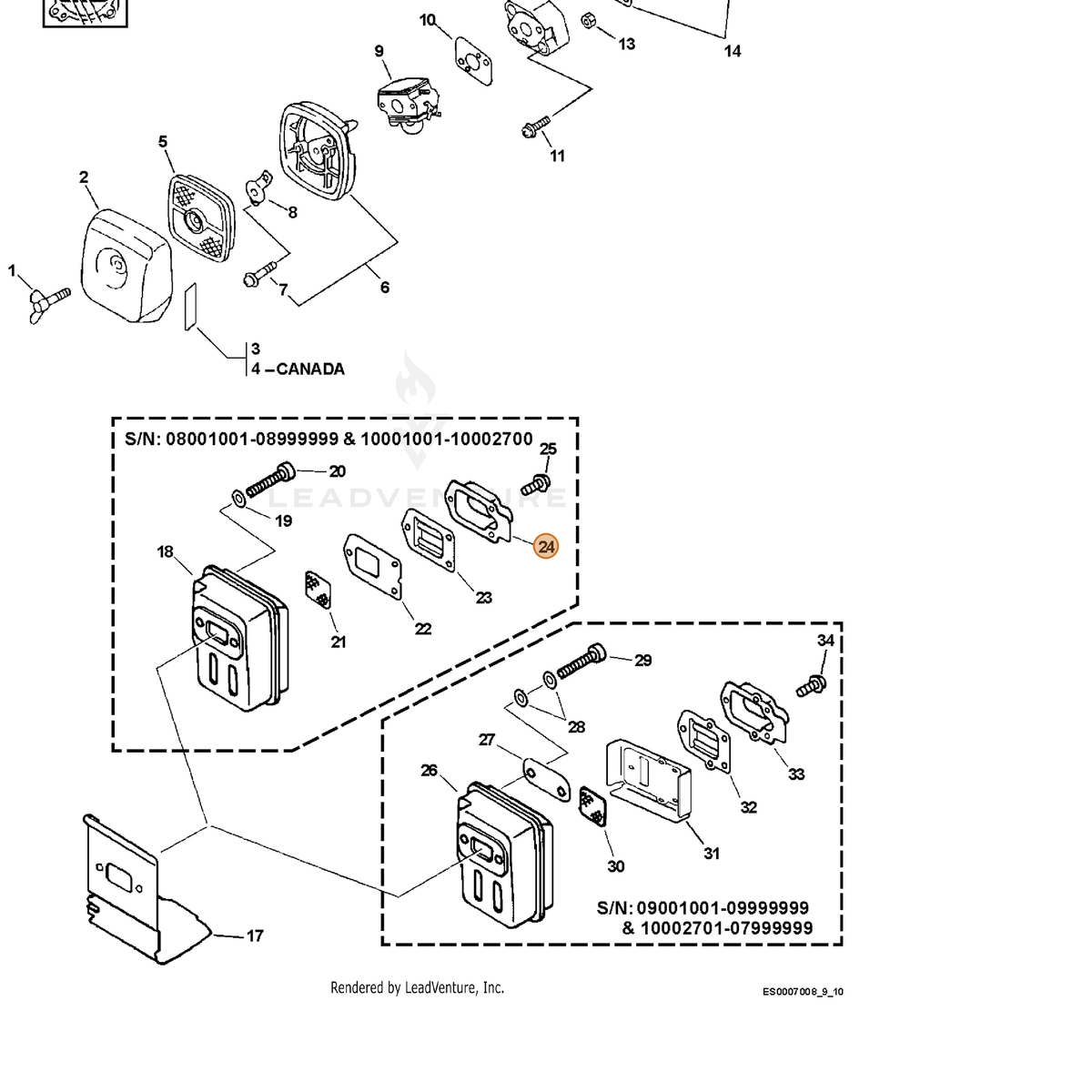 ECHO part A313000620 — IPL diagram snippet (6x zoom, amber highlight)