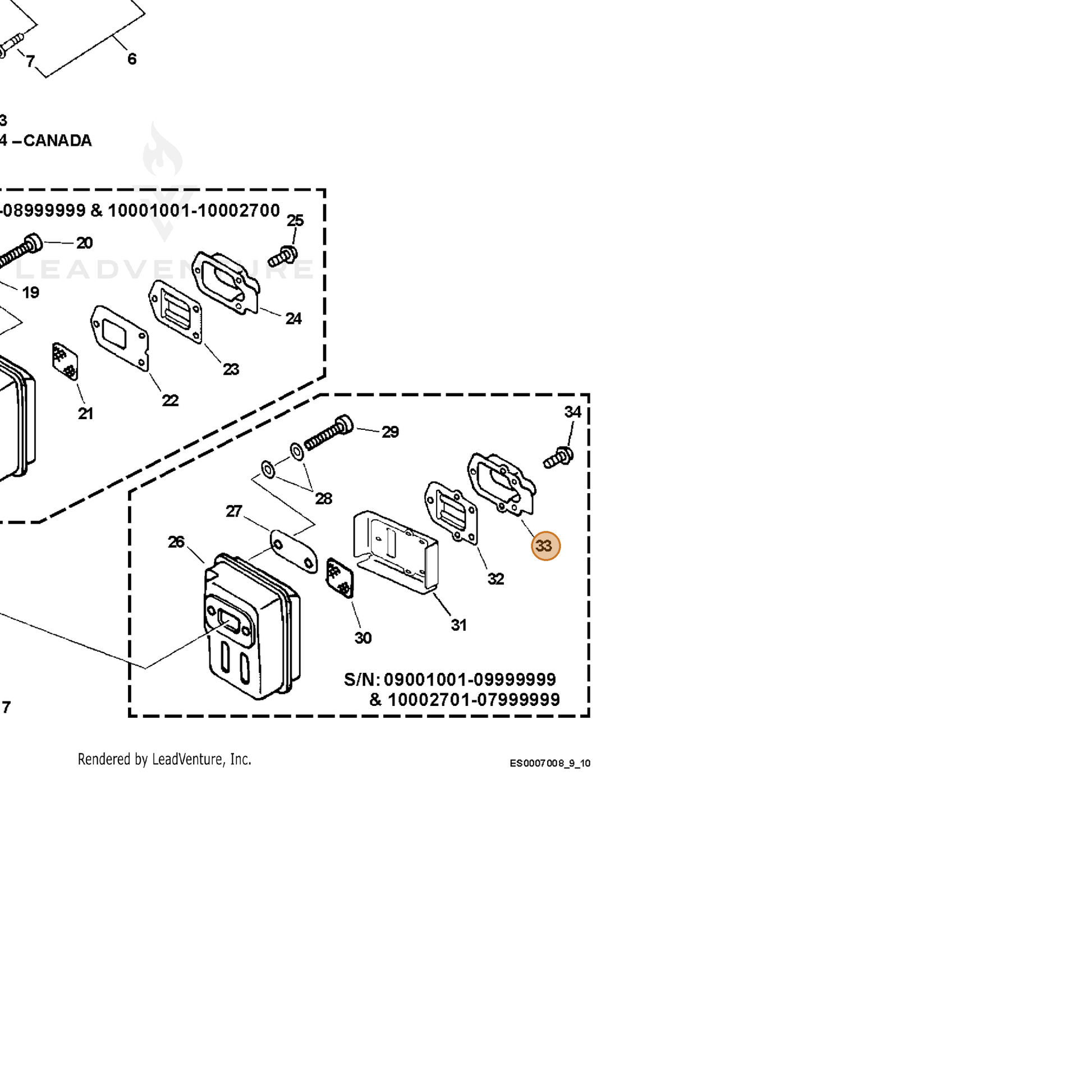 ECHO part A313000630 — IPL diagram snippet (6x zoom, amber highlight)