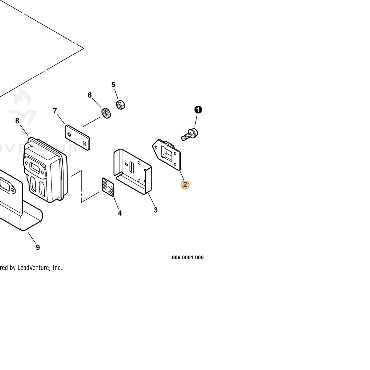 ECHO part A313000830 — IPL diagram snippet (6x zoom, amber highlight)