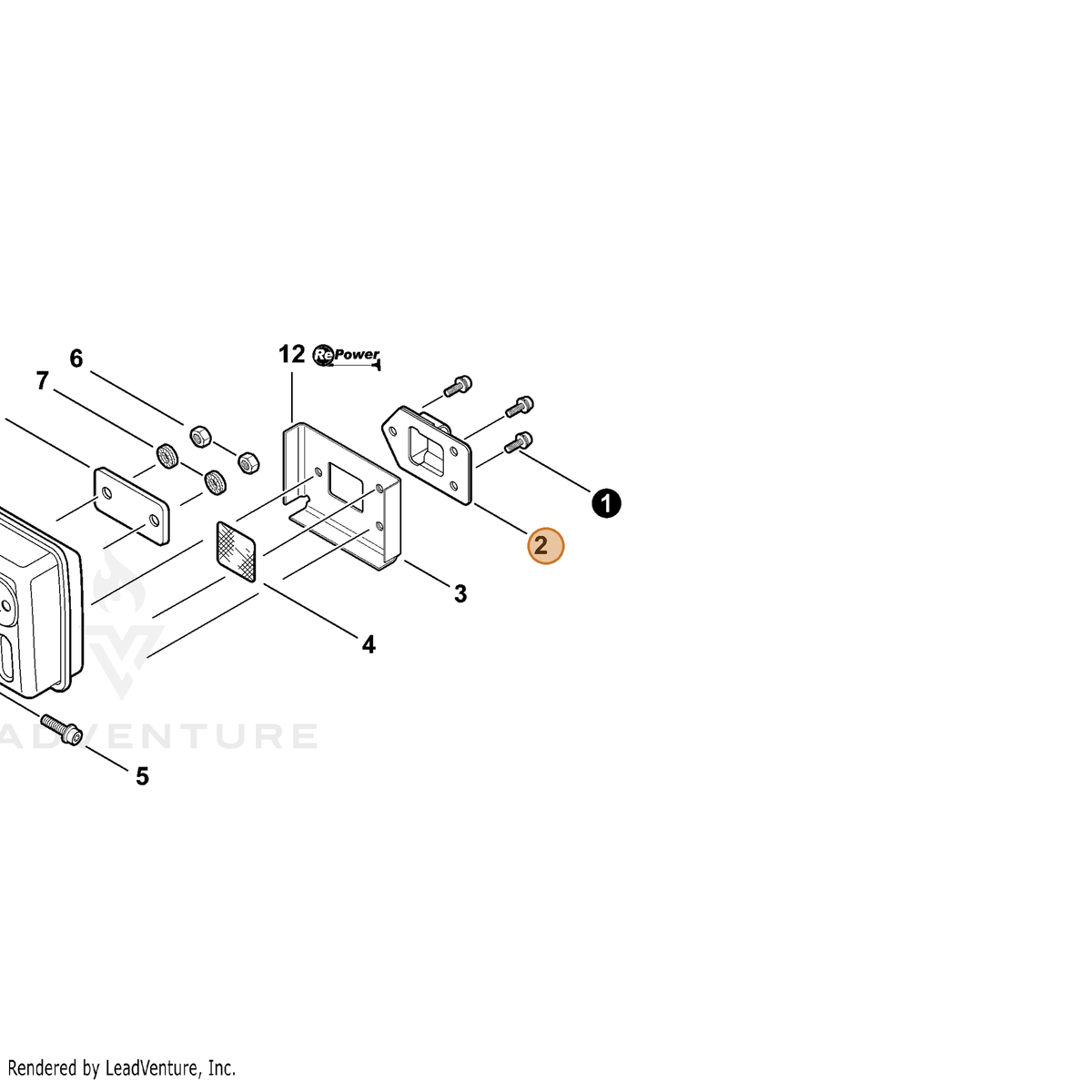 ECHO part A313000860 — IPL diagram snippet (6x zoom, amber highlight)