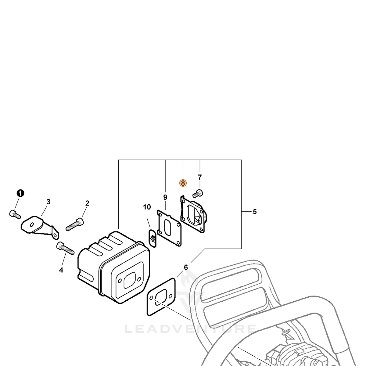 ECHO part A313000890 — IPL diagram snippet (6x zoom, amber highlight)