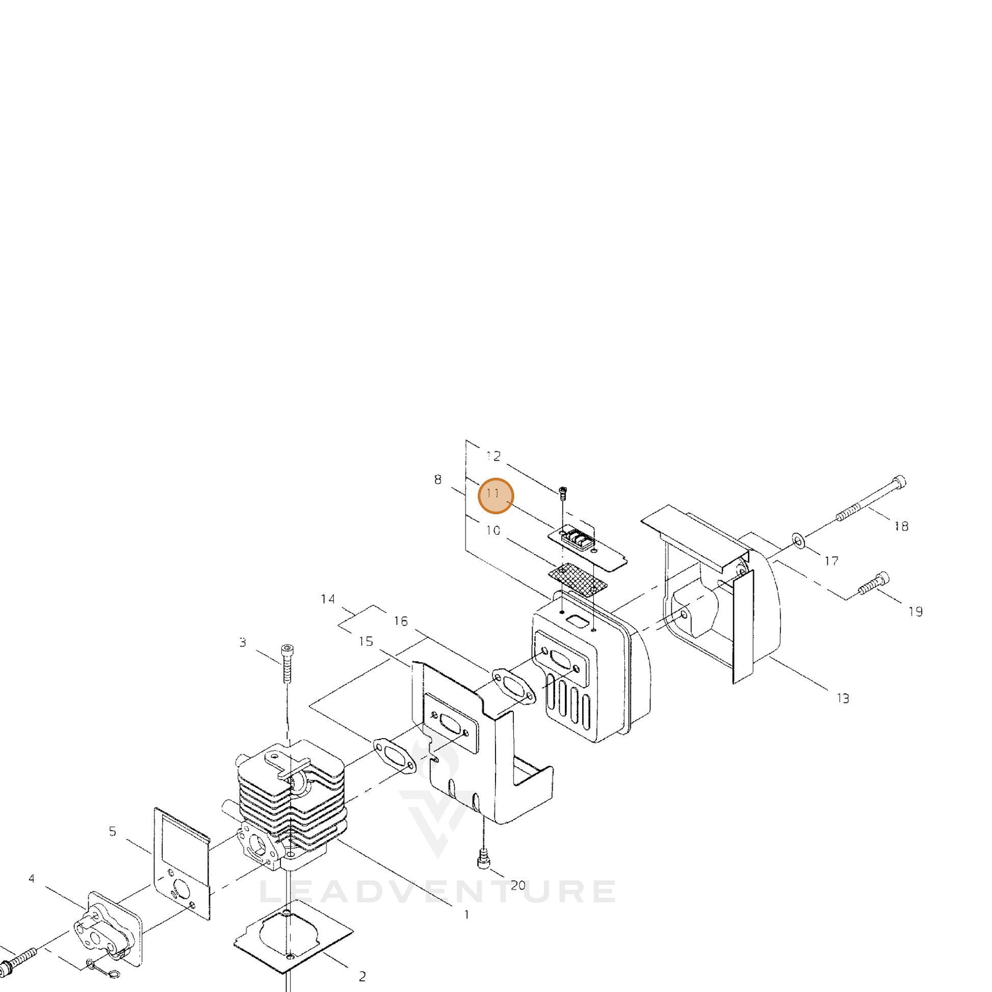ECHO part A313001371 — IPL diagram snippet (6x zoom, amber highlight)