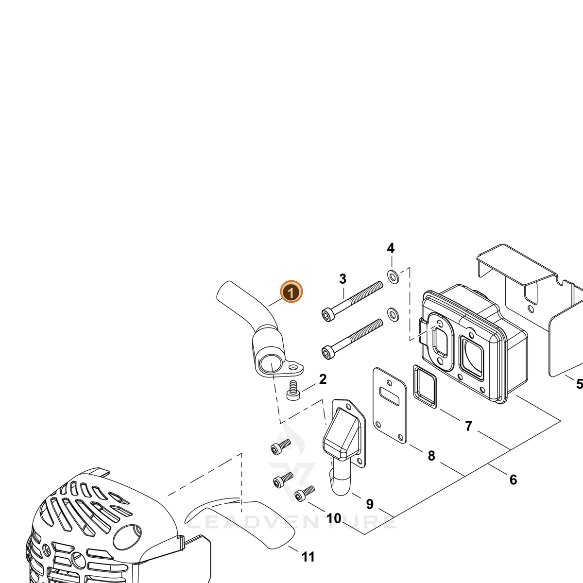 ECHO part A313001730 — IPL diagram snippet (6x zoom, amber highlight)