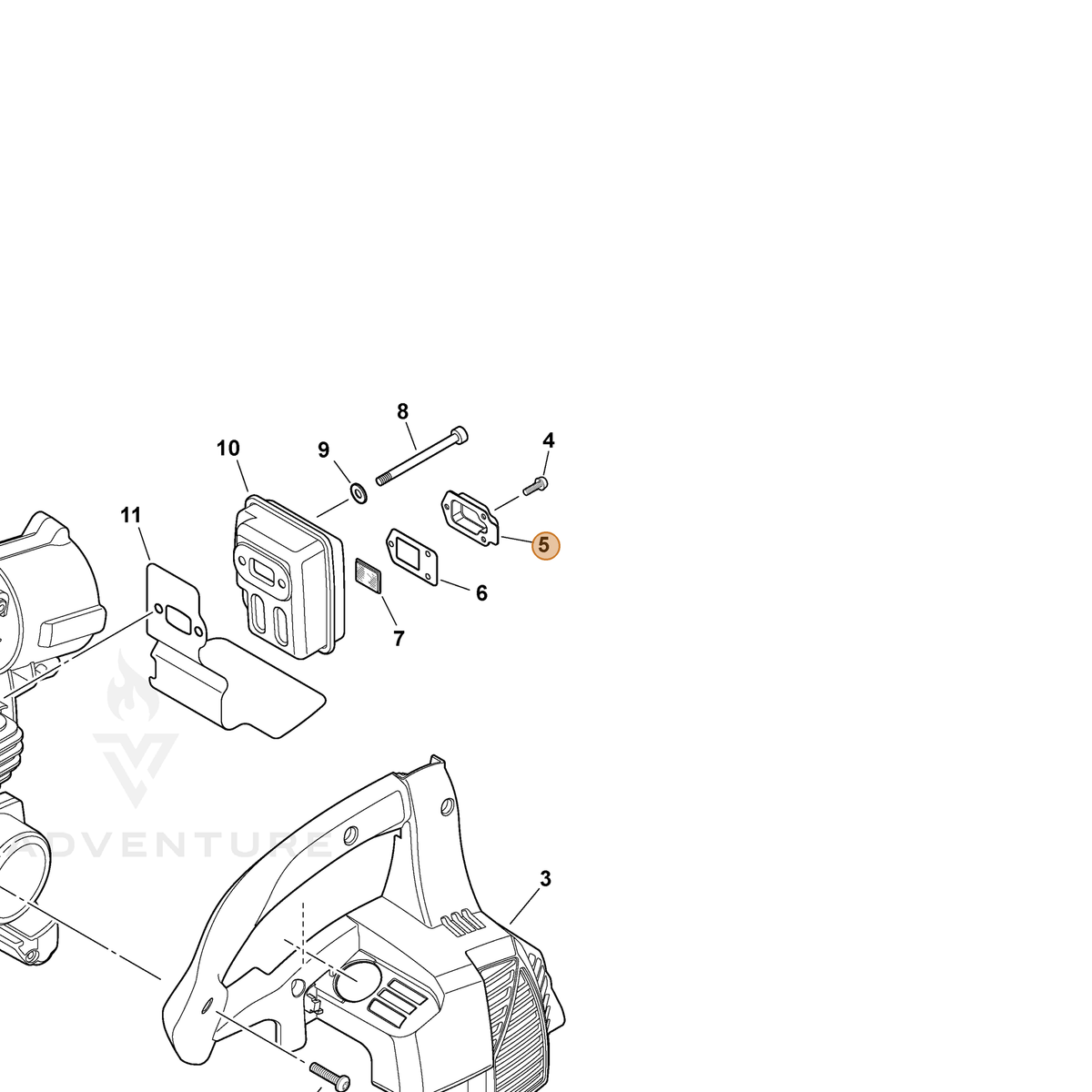 ECHO part A313001900 — IPL diagram snippet (6x zoom, amber highlight)