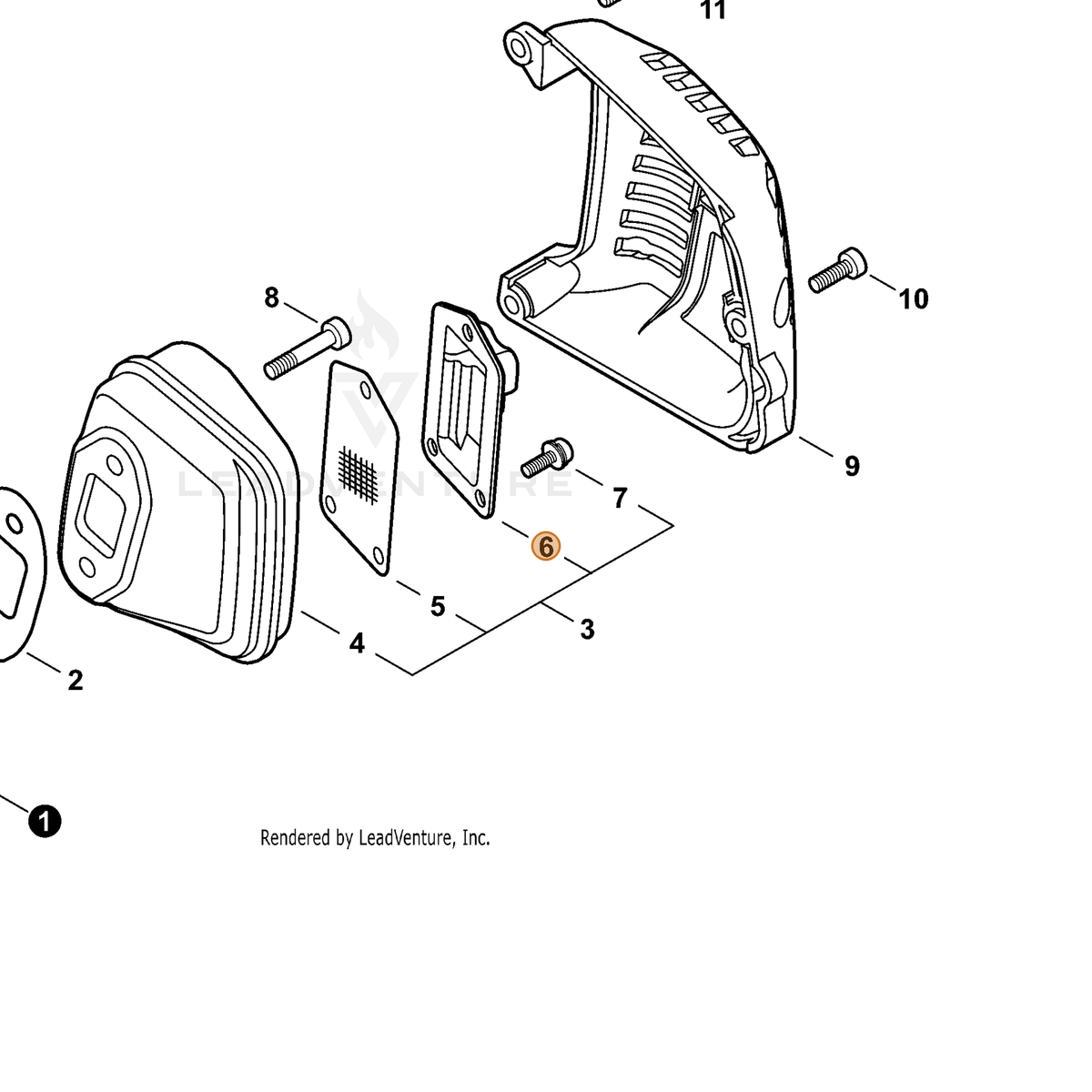 ECHO part A313001930 — IPL diagram snippet (6x zoom, amber highlight)