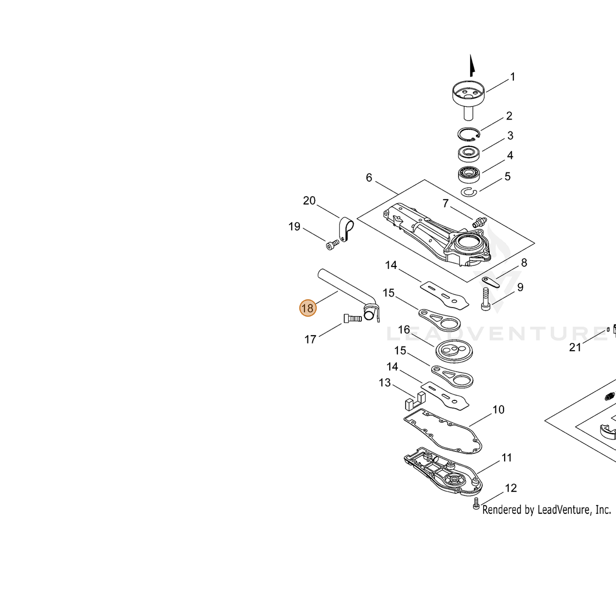 ECHO part A313002000 — IPL diagram snippet (6x zoom, amber highlight)