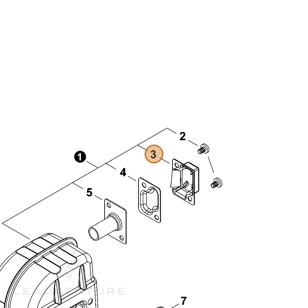 ECHO part A313002020 — IPL diagram snippet (6x zoom, amber highlight)