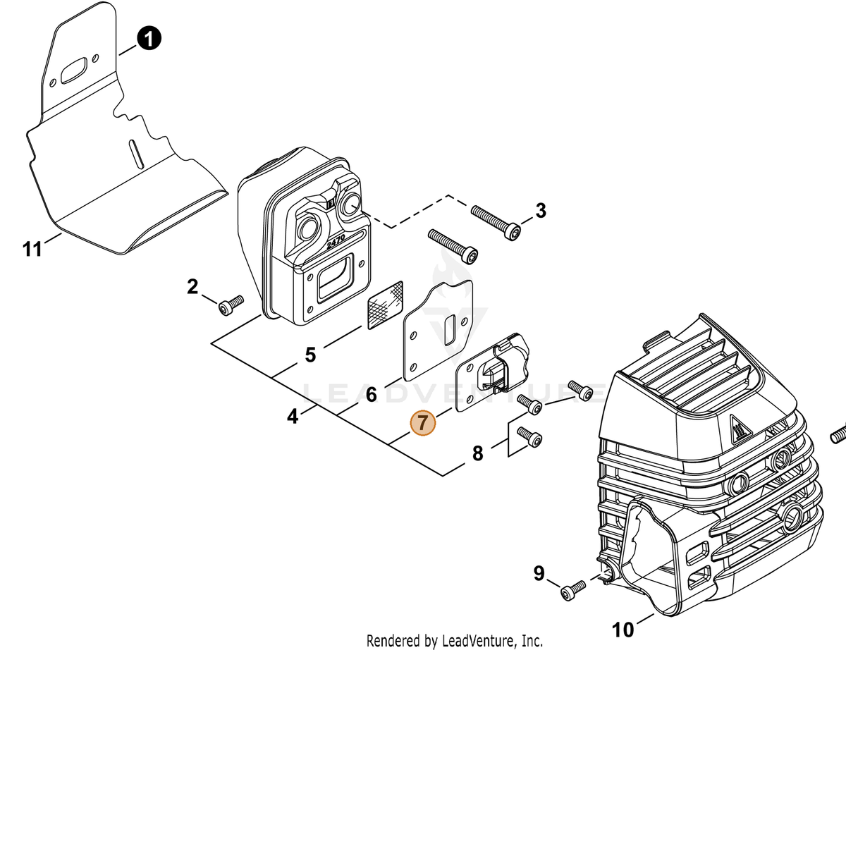 ECHO part A313002080 — IPL diagram snippet (6x zoom, amber highlight)